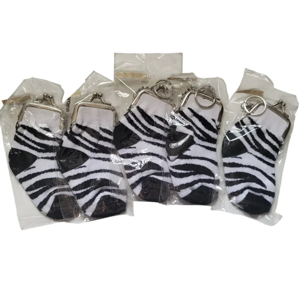 Lot of 10 zebra flower hair clips, 5 baby sock coin purses, 3 bow hair clips